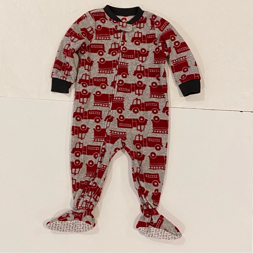 4/$20 Carters Fire Truck Fleece Footie Pajamas 12 Months Xox